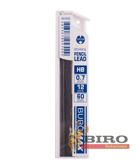 Mine pentru creion mecanic, HB, 0,7 mm, 12 buc., BUROMAX
